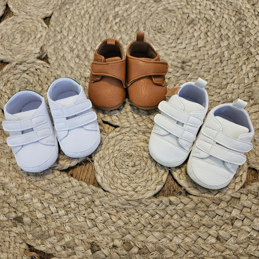 Stylish Kids Shoes Set - White and Brown 3 Pair Size 2 Infant (11)